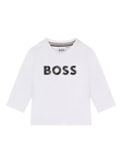 HUGO BOSS Baby Cotton Long Sleeve Top, White