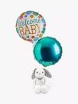 Babyblooms Personalised Welcome Baby Balloon & Bunny Gift Set, Grey