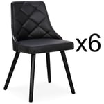 Lot de 6 chaises scandinaves Lalix Bois Noir et Simili Noir