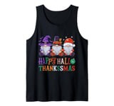 Halloween Thanksgiving Christmas Happy HalloThanksMas Gnomes Tank Top