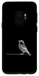 Coque pour Galaxy S9 Line Art Oiseau et Ornithologue Pin Siskin