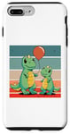 Coque pour iPhone 7 Plus/8 Plus Dinosaures mignons duo de dinosaures ballon rouge