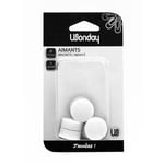 Wonday Aimant rond pour tableau magnétique - Diamètre 25 mm Blanc (blister 5 unités)