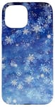 Coque pour iPhone 15 Motif flocon de neige bleu ciel bleu nuit aura