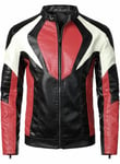 HOOD CREW Men’s Motorbike Jacket Faux Leather Stand Collar Classic Leather Bomber Jacket