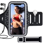 Autkors Running Armband for iPhone 13/13 Pro/13 Pro Max/12/12 Pro/12 Pro Max/11/X/XS/XR up to 6.7", Skin-Friendly Sweatproof Sports Phone Armband with Key and Headphone Slot-Perfect for Jogging, Gym