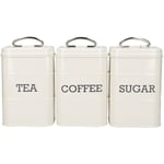 Kitchencraft - Living Nostalgia Pots à café, thé et sucre de Steel in Box dedede Gift 3 Units Antique Cream Colour