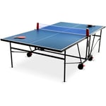 Sweeek - Table de ping pong indoor bleue - table pliable avec 2 raquettes et 3 balles. pour utilisation intérieure. sport tennis de table