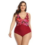 Biddtle Femme Tankini Bikini Maillot De Bain 1 Pièces Sexy Mode Grande Taille Impression Abdominal Contrôle Swimwear Sexy sans Manches Dos Nu Beachwear,XXXXL