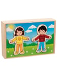 Goki Wooden Dress Up Puzzle Boy and Girl in Wooden Box 36 pcs. Tre