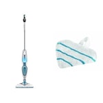 Black + Decker Fsm1630 Nettoyeur Balai Vapeur 1600 W + Black + Decker FSMP30 2 Patins Triangulaires pour Steam Mop Microfibre/Nylon Blanc