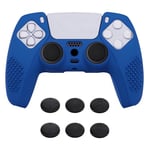 eXtremeRate PlayVital Blue 3D Studded Edition Anti-slip Silicone Cover Skin for ps5 Controller, Soft Rubber Case Protector for ps5 Wireless Controller with 6 Black Thumb Grip Caps