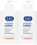 E45 Daily Moisturiser Lotion Pump for dry and sensitive skin 500ml pack of x2