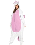 Hvit og Rosa Enhjørning Kigurumi Unisex Kostyme