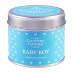 The Country Candle, Candle in a Tin 'Baby Boy' Sentiment, New Baby, Babyshower