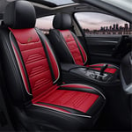 EET Car Non-Slip Leather Seat Cushion Cover Universal Four Seasons 5-Seater Front And Back Seat Protectors - Comfortable And Breathable,Red