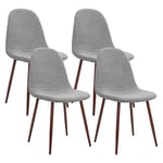 CangLong Lot de 4 Cuisine rétro rembourrées pour Le Salon et la Salle à Manger, chaises scandinaves en Tissu de première qualité avec Pieds en métal, Gris, Mousse, Grey, Set of 4