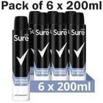 Sure Men Invisible Ice Fresh Anti Perspirant Aerosol Spray Deodorant Pack6x200ml