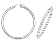 James Moore TH ER504W 9ct White Gold 40mm Hoop Earrings Jewellery