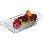 Relaxdays - Passoire pour évier, extensible 43,5-57 cm, simplement à poser, accessoire cuisine, plastique, transparent