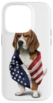 Coque pour iPhone 14 Pro Beagle Dog Patriot Wrap dans le drapeau des USA American Spirit