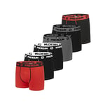 FREEGUN Boxer Homme Coton, Calecon Homme, Durable, Ajustement Parfait (Lot de 6), Rouge, Gris, Blanc, Noir, Taille L