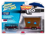 JOHNNY LIGHTNING - 1/64 TOW AND GO JEEP WAGONEER W/TINY HOUSE RED