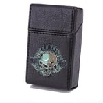 Etui Boite en Cuir Paquet De Cigarette Noir Crane Bleu