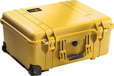 PELI 1560 valise antichoc pour équipement fragile avec roues et poignée télescopique, étanche à l'eau et à la poussière IP67, capacité de44L, fabriquée en Allemagne, sans mousse, jaune