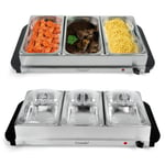 3 X 2.5L ELECTRIC FOOD WARMER BUFFET SERVER ADJUSTABLE TEMPERATURE HOTPLATE TRAY