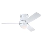 72180 Ventilateur de plafond d’intérieur blanc de 112 cm Halley, kit d‘éclairage avec verre opale dépoli