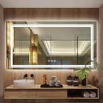 Luvodi - Miroir Salle de Bain Lumineux - Miroir Mural led Salle de Bain Doubles Bandes led Anti-Buée avec Eclairage Interrupteur Tactile - 100 x 60 cm