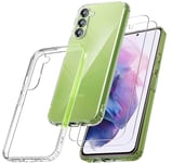 RKINC Coque pour Samsung Galaxy S23 Plus, avec 2 Films de Verre Trempé Armor, ne jaunissant jamais Norme Militaire, résistante aux Chocs et aux Rayures Coque de Protection Transparent