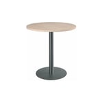 Table ronde 80 cm plateau hêtre piètement colonne anthracite Essens - Maxiburo