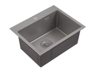 Inset Overmount Single Bowl Grey Kitchen Sink 500x400mm