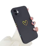 Newseego Coque Compatible avec iPhone 11, Coque en Silicone Liquide Motif Amour-Cœur Doré Mignon avec Bordure en Cœur Dégradé Coque de Protection Flexible Tout Compris pour iPhone 11