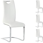 Idimex - Lot de 4 chaises saba, en synthétique blanc