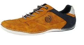 bugatti Homme Baskets décontractées à semelle souple, chaussures à lacets avec mousse à mémoire de forme, lacets élastiques, Jaune, 42 EU