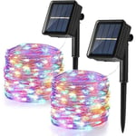 Lot de 2] Guirlande Lumineuse Exterieur Solaire, 12m 120 led Guirlande Noël Solaire Étanche 8 Modes Décoration Lumière pour Jardin Terrasse Cour