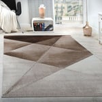 Paco Home - Tapis Design Moderne Motifs Géométriques Poils Ras Brun Beige Blanc Chiné 230x320 cm