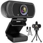 1080P Webcam with Microphone, HD Webcam Web Camera with Tripod Stand, Widescreen USB Computer Camera, Streaming Mic Webcam for Online Calling/Conferencing, Zoom/Skype/Facetime/YouTube, Laptop/Desktop