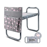 Hortem Upgraded Garden Kneeler Seat with Handles 25cm width, Garden Kneeler and Seat with Thick kneeling Pad-Relieve Back Pain and Knee Pressure, Pink flamingo Design Gardening Stool gift for Women