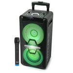 Enceinte DJ - Muse M-1920DJ sur Batterie, 300W, CD, Bluetooth et Effets LED (USB, AUX, Télécommande), 1 microphone VHF sans fil