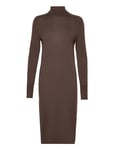 Extra Fine Wool High-Nk Dress Dresses Knitted Dresses Brown Calvin Klein