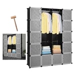 Randaco - einfeben Armoires Pliantes Système D'étagères Armoire avec une Boucle Ronde en Plastique pour Stockage Vêtements - 20 grilles noir