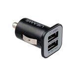 Dual USB 3.1 Amp Car Charger Plug for All Phones- Black