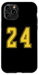 Coque pour iPhone 11 Pro Jaune Numéro 24 Équipe Junior Sports Uniforme Numéroté