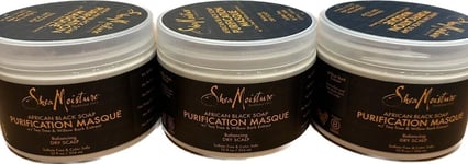 3x Shea Moisture African Black Soap Purification Masque 12 oz/354ml