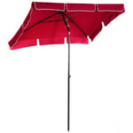 Parasol rectangulaire inclinable alu acier polyester haute densité diamètre 2 m rouge