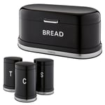 Tower Belle Bread Bin & Canisters Kitchen Set (Black Noir)